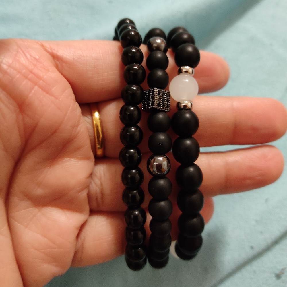 3 PC's stone beaded bracelet set